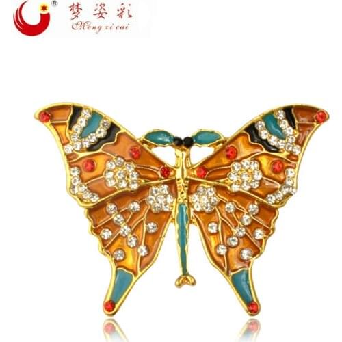 CAIZI Cute Rhinestone Animal Brooches Female Crystal Enamel Pin Butterfly Brooches for Women Wedding Dress Party Jewelry Gift