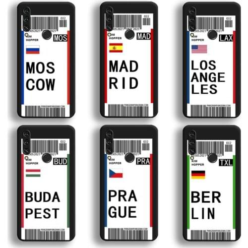 World Country Label Air Tickets Phone Case Huawei Y6P Y8S Y8P Y5II Y5 Y6 2019 P Smart Prime Pro