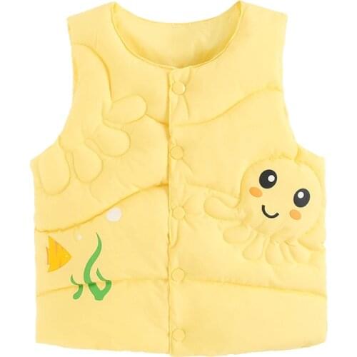 Cartoon Octopus Print Childrens Vest Winter New Childrens Clothing Lightweight Vest Boys and Girls Waistcoat Vest 3 Colors