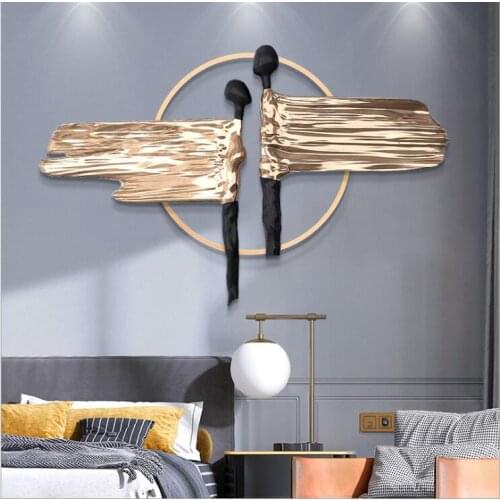 European Luxury Resin Abstract Figure Metal Circle Wall Murals Home Livingroom Wall Hanging Decoration Hotel Wall Sticker Crafts