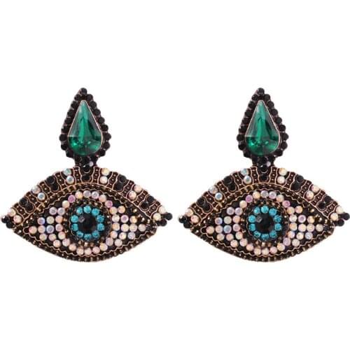 European Exaggerate Retro Trendy Eye Drop Earrings For Women Fashion Jewelry Full Rhinestone Statement Dangle Pendientes Brincos