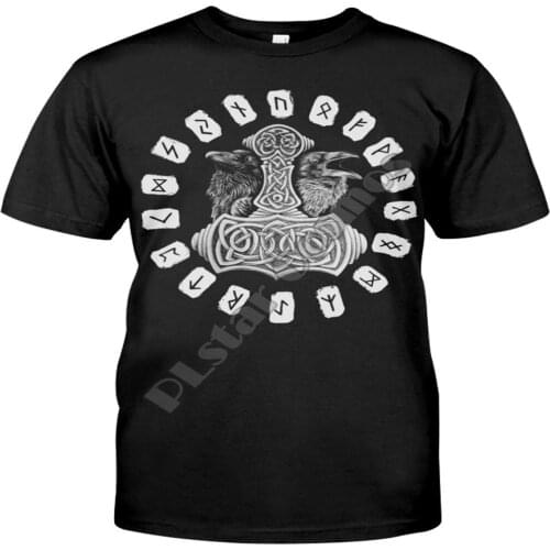 Viking Shirts Viking Raven And Rune Classic T-Shirt Summer cotton t shirts Women for Men Casual Tees Short Sleeve