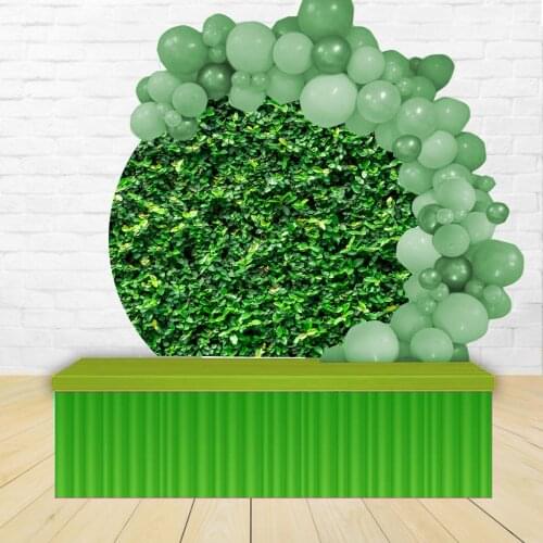 Green leaves round panel backdrop circle background wedding birthday party decoration baby shower elastic polyester fabric YY196