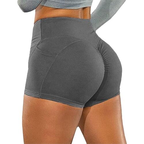 Summer Sport Shorts Women High Waist Elasticated Seamless Fitness Leggings Push Up Gym Training Gym Tights Pocket Short