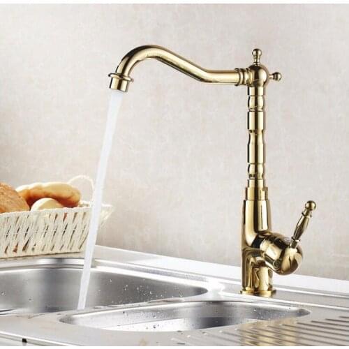Fashion brass kitchen faucet hot and cold single lever kitchen sink faucet tap gold swivel bathroom sink faucet sink tap