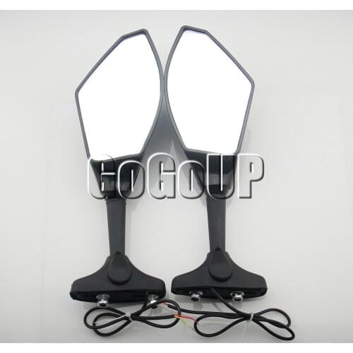 Motorcycle Rearview Mirrors with Turn Signals LED Lights for Kawasaki ZX10R 2004 2005 Free Shipping