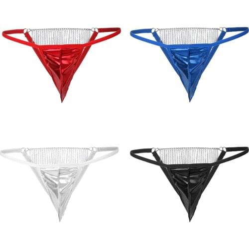 Men Back Tassel Chain T-Back Underwear Low-rise Bikini G-String Thong Briefs