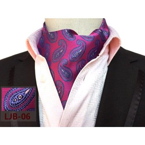 New Design Mens Ascot Rose Red with Blue Paisley Cravat Neckerchief for Man