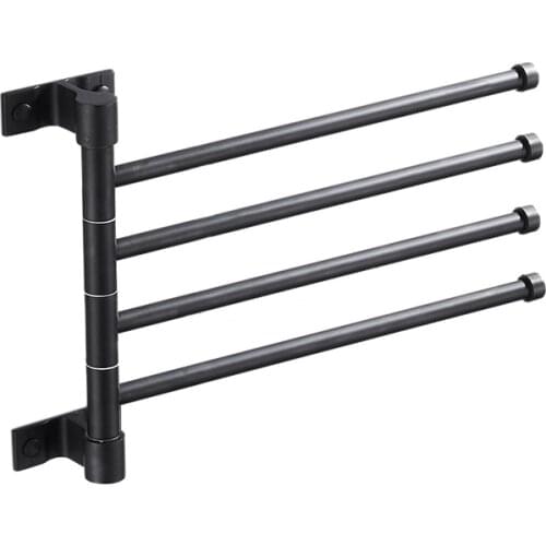 Swivel Towel Bar, 4-Arm Bathroom Swing Hanger Towel Rack Holder Storage Organizer Space Saving Wall Mount