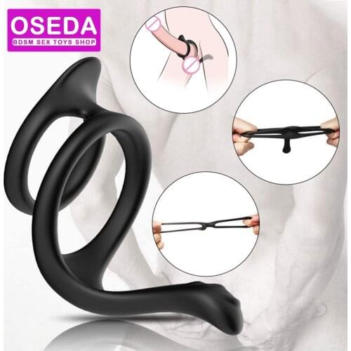 Cock Ring Silicone Prostate Stretchy Lock Penis Rings Erection Enlargement Delay Ejaculation Adult Sex Sex Shop Toys For Men Gay