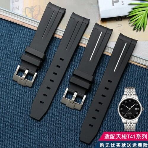 Rubber Watch Strap Suitable for TISSOT 1853 Watchband Le Locle T41 Mens Waterproof Sweat-Proof Silicone 19mm Watch Band