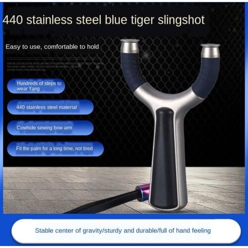 Slingshot 440 Stainless Steel Titanium Steel Flying Tiger Bow Fork Slingshot Straight Plate High Precision