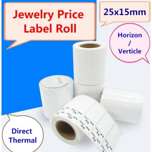 Jewelry Sticker roll for direct thermal label printer, 1 Roll, 500pcs, Zebra compatible Jewelry display price label