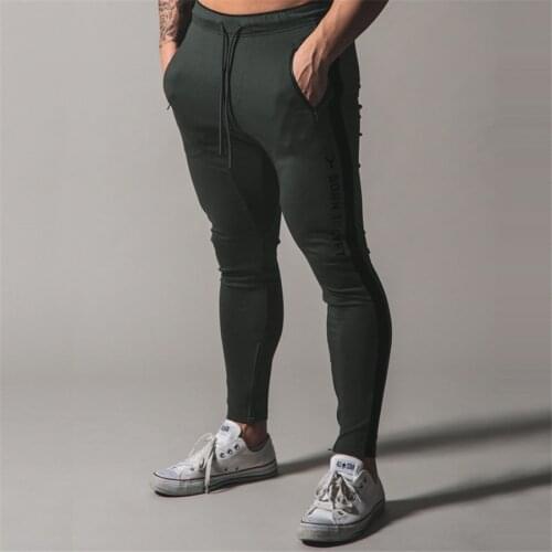 Stitching fashion Spring Fitness Men Gyms Pants Fashion Cotton Pencil Pants Bodybuilding Trousers High Quality Jogger Pants