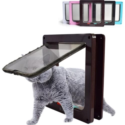 Dog Cat Kitten Door Security Flap Door Pet Door 4 Way Lockable ABS Plastic S/M/L Animal Small Pet Cat Dog Gate Door Pet Supplies
