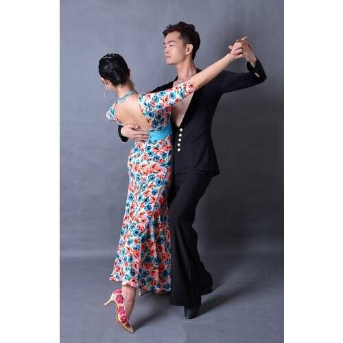 Modern velvet dress ballroom dance competition dresses performance skirt national standard dance pendulum practice skirt W17051