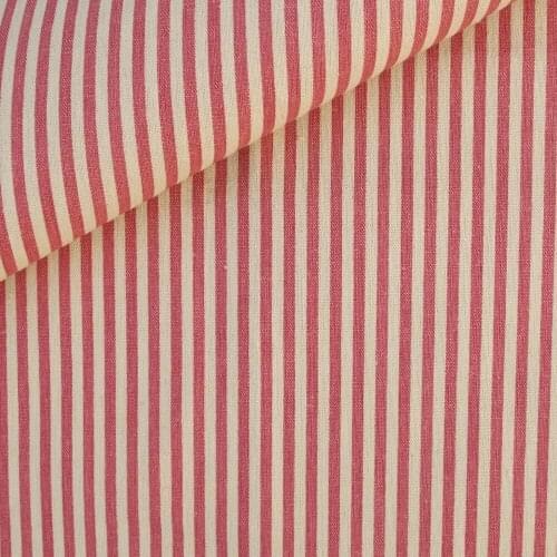 Cotton Linen Fabric for handmad, bed, bag, curtain - Pink Stripe (LF067)