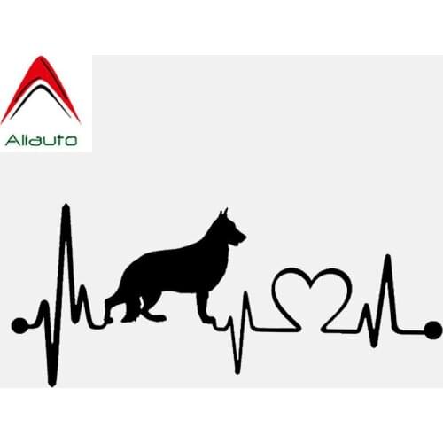 Aliauto Funny Car Sticker German Shepherd Heartbeat Dog Vinyl Accessories PVC Decal for Opel Astra J Kia Rio 3 Mustang,16cm*7cm