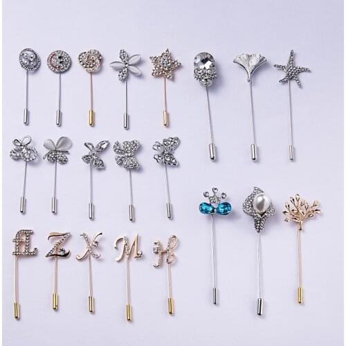 RINHOO Long Needle Brooch Pin Rhinestone Flower Star Leaf Buckle Pins Brooches for Women Shawl Cardigan Shirt Collar Accessories