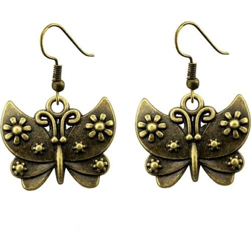 1 Pair Women Fashion Earrings Dangle Earrings 26x21mm Butterfly Charms Drop Earrings For Women Jewelry