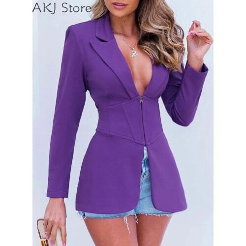 Women Long Sleeve Slit Blazer Coat Long Sleeve Work Suit Coat Office Lady Elegant Blazers
