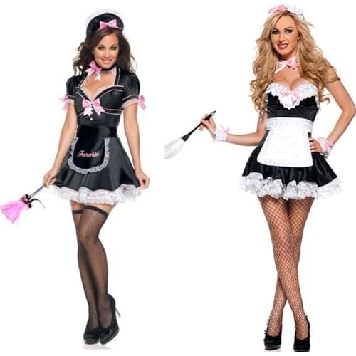 Womens Nite French Maid Cosplay Costume Women Sexy Exotic Apparel Maid Cosplay Exotic Servant Costume For Halloween