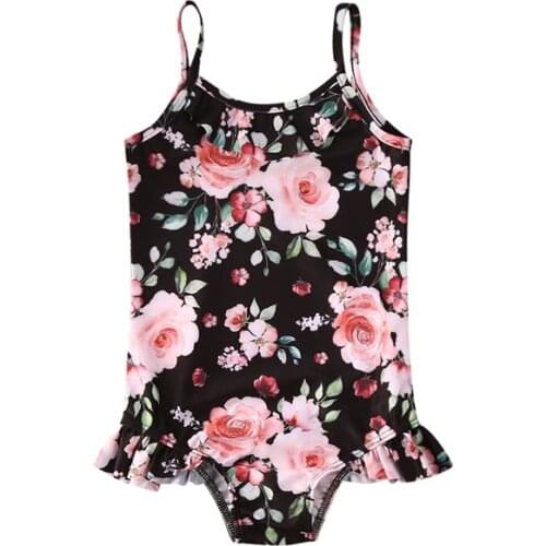 1-4 Years Toddler Baby Girls Swimwear Flora Print One Piece Swimsuit For Girls Bodysuits Beachwear Children Girls Swimming Suits