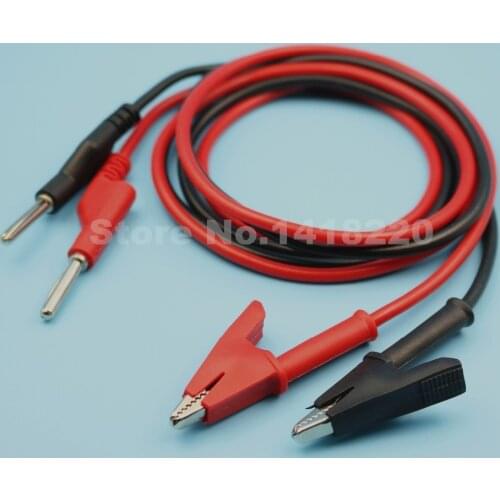 1pair 1M Black/Red Insulated Alligator Clip to 4mm Banana Plug Multimeter Probe Clamp Test Cable Silicone Connector Lead