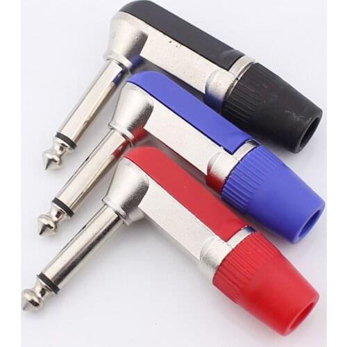 10pcs 6.5 plug big two core 6.5 curved mono plug microphone connector 90 degree elbow 6.35 plug