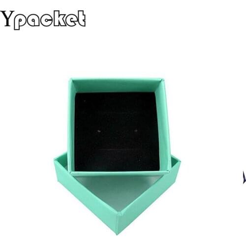 100pcs/Lot Jewelry Box Green Kraft Paper Ring Earring Packaging Display Gift Jewelry Box 5*5*3cm (CUSTOMIZED LOGO)
