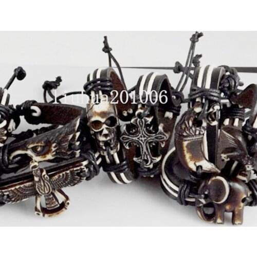 36 pcs/lot Mix Style Animal Teeth bracelet Cross Skull eagle tiger Tooth Resin Free Shipping