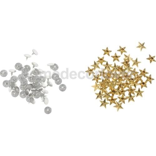 50 Set DIY Star Rivets Snap Studs Alloy Decorative Spots for Leathercraft Garment DIY Accessory Spikes Gold