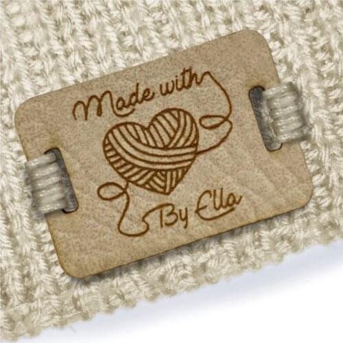 55pcs custom Rectangle knitted Crochet sewing labels, handmade Leather Tags, handcraft Accessories DIY, hats clothing logo label
