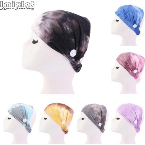 7 Colors Button Headband for Nurses Women Sports Workout Turban Head Wrap Hair Band Woman Doctor Hair Accessories