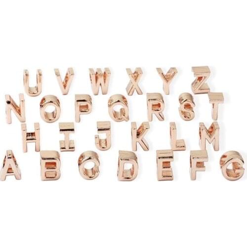 Free shipping MOQ 1pc rose gold initial letter alphabet diy bead fit original pandora charms bracelet jewelry X003-2