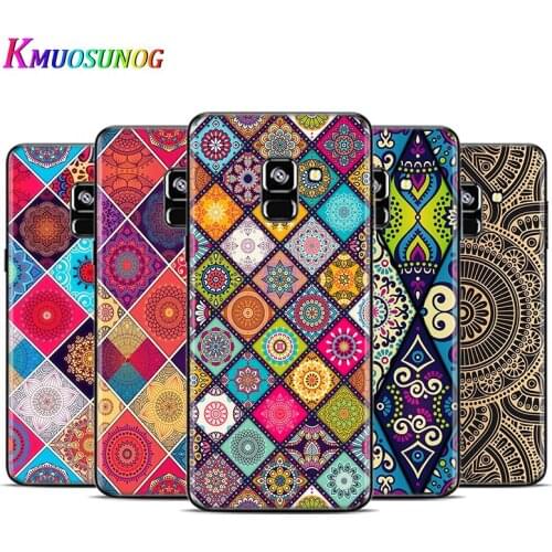 Mandala flower pattern For Samsung Galaxy A9 A9S A8 A8S A7 A750 A6 A6S A5 A3 Plus Star 2016 2017 2018 Black Phone Case