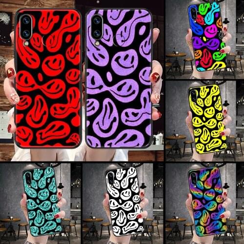 Funny Fashion Smile Face Phone case For Huawei Honor 6 7 8 9 10 10i 20 A C X Lite Pro Play black painting back luxury cover
