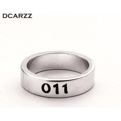 Stranger Things Ring Silver Color Handstamped Eleven Ring with 011 Letter Ring for Women/Men TV Jewelry Wholesale