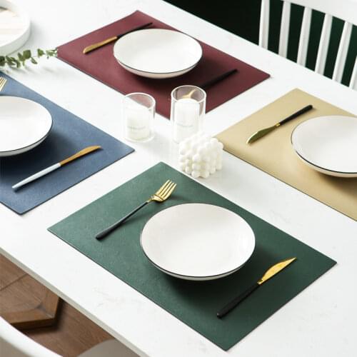 Nordic Leather Placemats Waterproof Oilproof Western Table Pads Tableware Solid Color Non Slip Bowl Mat
