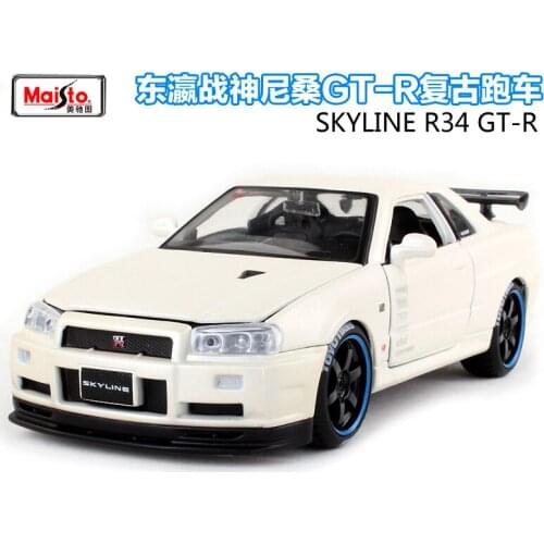 Maisto 1:24 SKYLINE R34 GT-R Retro performance car Diecast Model Car Toy New In Box Free Shipping NEW ARRIVAL 32538