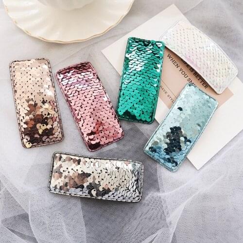 Fashion Fish Scale Sequins Hair Clips Geometric Square Hairpins Candy Color Hair Accessories Women Barrettes