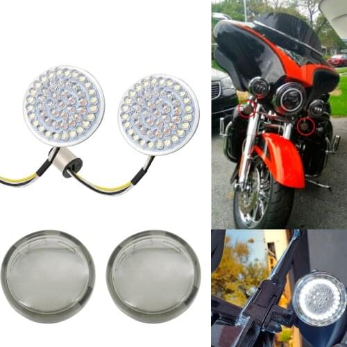 Motorcycle Front Turn Signal Amber White Indicator Light Lamp 1157 LED Inserts Lights for Harley Sportster Electra Glide Dyna