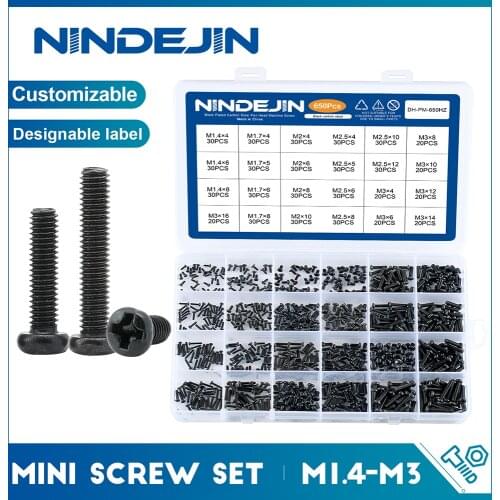 650pcs Cross Recessed Round Pan Head Machine Screws Set M1.4 M1.7 M2 M2.5 M3 Mini Screw laptop computer screw Phillips Screw Kit