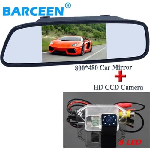Higest night vision 170 degree car parking camera ccd image +8 led with 5" car mirror monitor adapt for Mitsubishi lancer