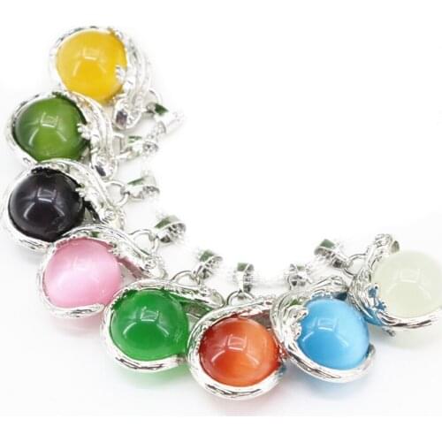 New Fashion Stone Pendant Animal Lizard Shape Round Ball Cat Eyes Opal Crystal Inlay 22x27mm Jewelry Making Diy Findings B3300