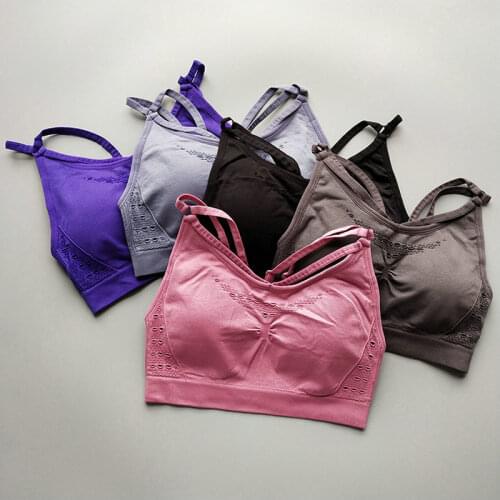 New Woman Seamless Sports Bra Running Back Cross Strappy Yoga Bra With Removable Pads Brassiere Sport Fitness Top Active Wear