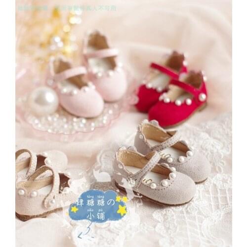 BJD doll Shoes Flat Feet Wear Pearllight Petal Mary Jane Suede Flat Shoes 6 Cent YOSD 4 Cent Giant Baby MSD Size Shoe Accessorie