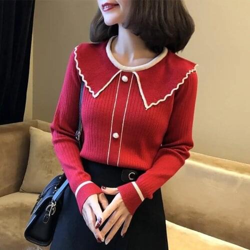 Autumn Winter Women Knitting Doll Collar Jumpers Pullovers Knitted Sweaters Designer Streetwear Woolly Bottoming Shirt Clothes