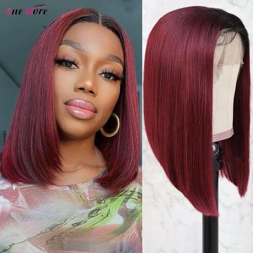 1b 99j Bob Wig Lace Front Human Hair Wigs Short Bob Wig Ombre Burgundy Lace Front Wig Colored Human Hair Wigs 4x4 Closure Wig