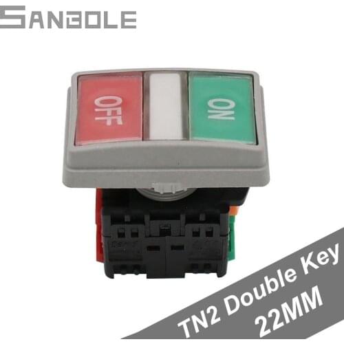 Double Bond Reset Push Button Switch Open Hole 22mm TN2 On Off Red-green 1NO1NC Electrical Momentary Type